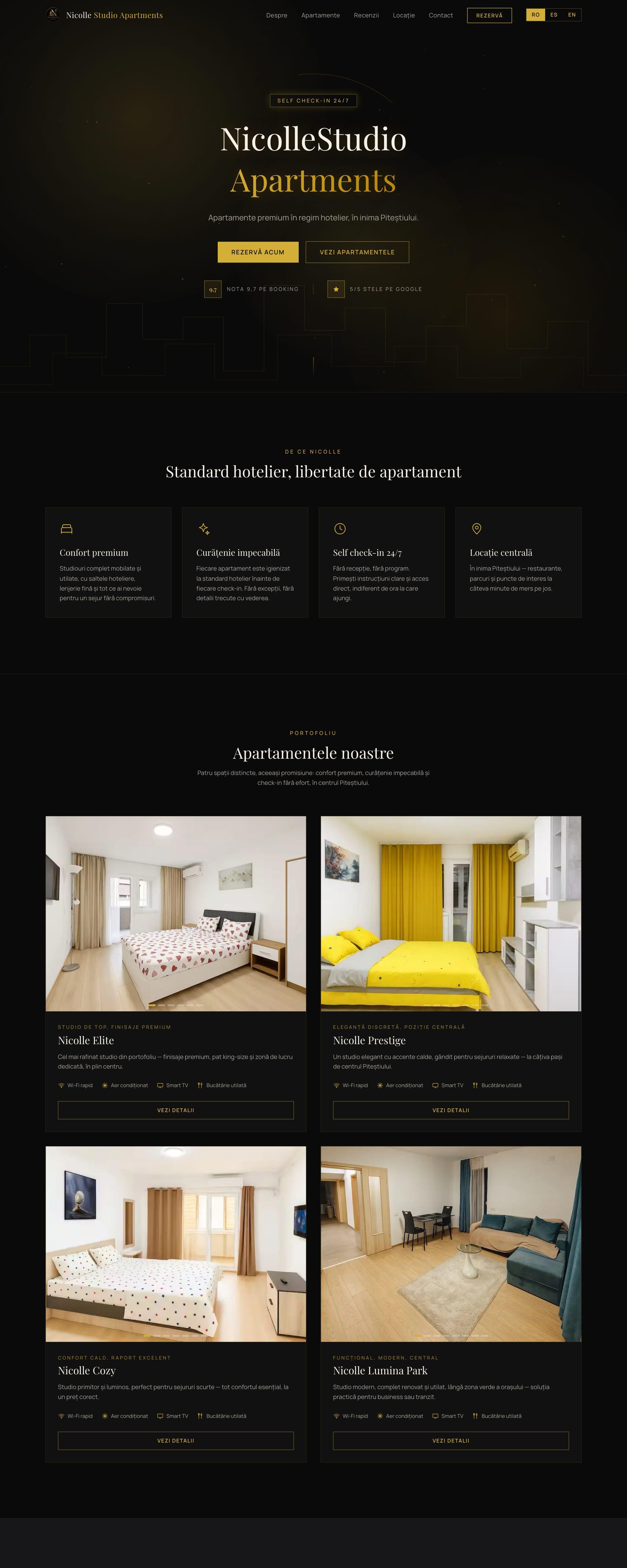 Captură din site-ul Nicolle Studio Apartments